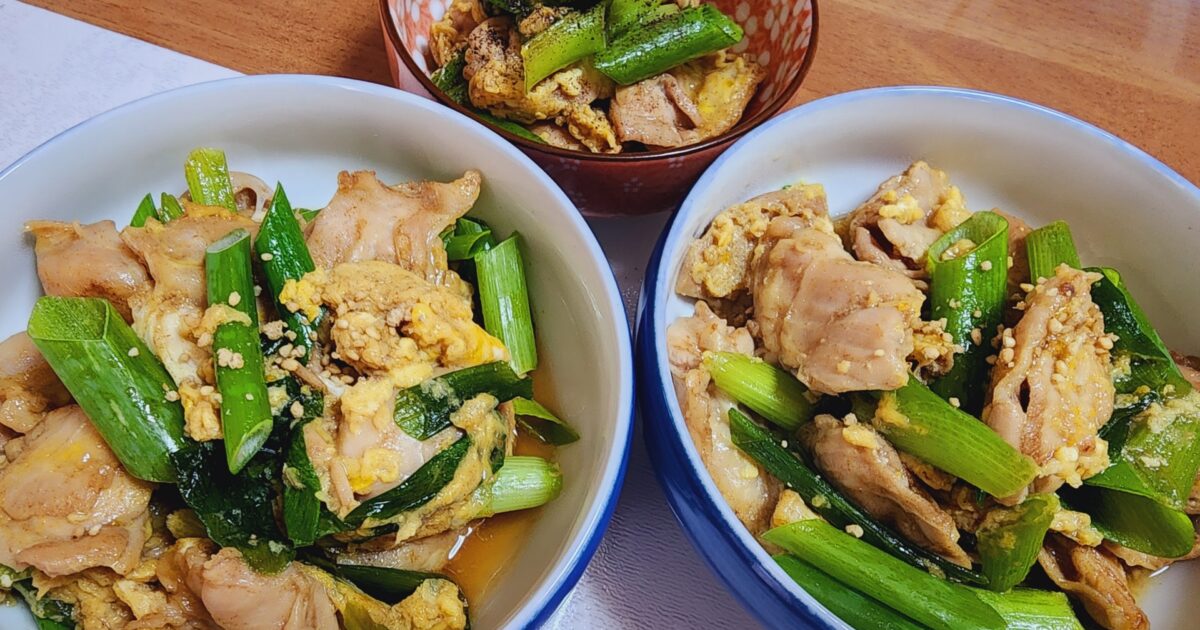 親子丼風鶏肉と卵とねぎの丼ぶり